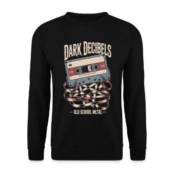 Metal Dark Decibels Retro Kassette Heavy Music - Unisex Pullover - Schwarz - Vorne - Alina (178cm) & Michal (187cm)