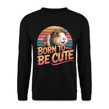 Born To Be Cute Guinea Pig T-Shirt Retro - Unisex Sweatshirt - black - Front - Alina (178cm) & Michal (187cm)