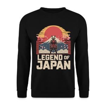 Japan Samurai Shirt Retro Sun Cherry Blossoms - Unisex Sweatshirt - black - Front - Alina (178cm) & Michal (187cm)