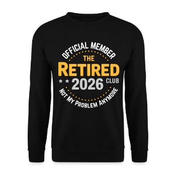 Funny Retired 2026 OFFICIALLY RETIRED 2026 - Sweat-shirt Unisexe - noir - Devant - Alina (178cm) & Michal (187cm)