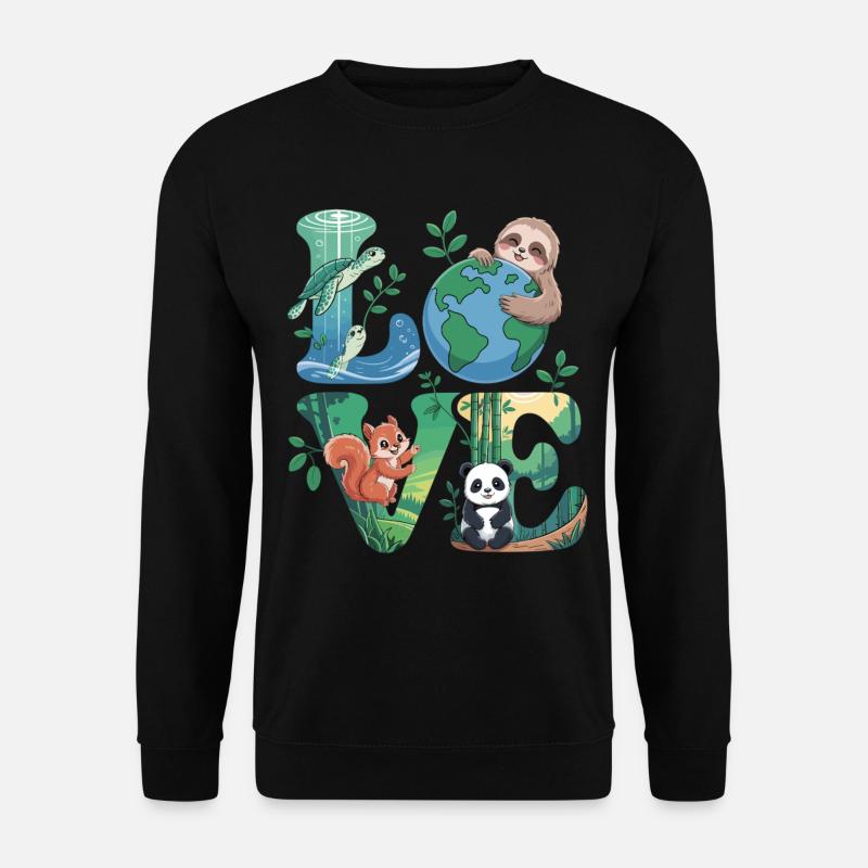 Nature Love Shirt Panda Sloth Turtle - Unisex Sweatshirt - black