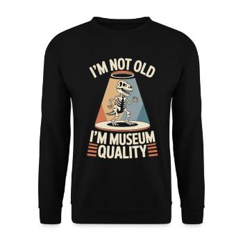 Je ne suis pas un vieux T-shirt Dinosaure Anniversaire - Sweat-shirt Unisexe - noir - Devant - Alina (178cm) & Michal (187cm)