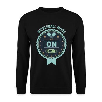 Pickleball lustiger Pickleball-Pickleball-Modus aktiviert - Unisex Pullover - Schwarz - Vorne - Alina (178cm) & Michal (187cm)