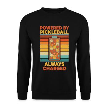 Pickleball angetrieben von Pickleball Always Charged - Unisex Pullover - Schwarz - Vorne - Alina (178cm) & Michal (187cm)