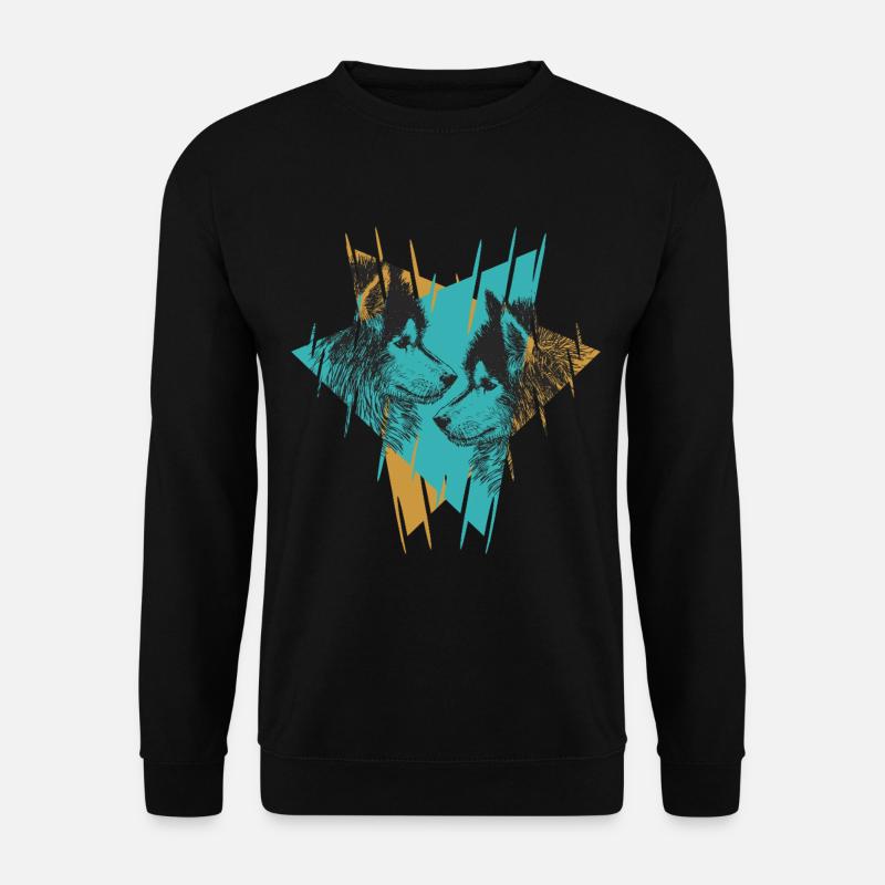 Geometric Twin Wolves Abstract Art - Unisex Sweatshirt - black