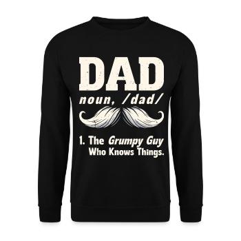 Lustiger Papa-humor, Mürrischer Typ, Der Dinge - Unisex Pullover - Schwarz - Vorne - Alina (178cm) & Michal (187cm)