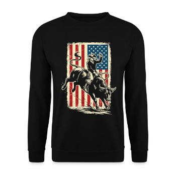 Rodéo, Cow-boy, Western, Taureau, Taureau, Drapeau des États-Unis - Sweat-shirt Unisexe - noir - Devant - Alina (178cm) & Michal (187cm)