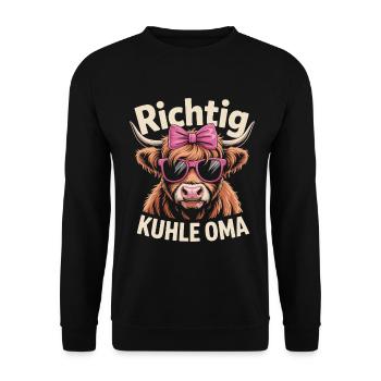 Muttertag Richtig Kuhle Oma - Beste Großmutter - Unisex Pullover - Schwarz - Vorne - Alina (178cm) & Michal (187cm)