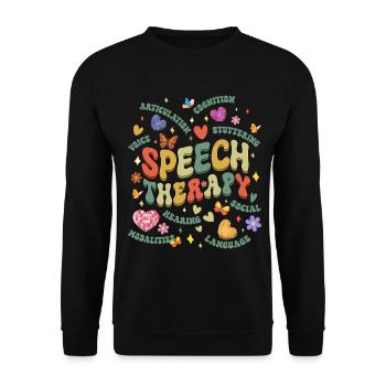 Sprachtherapie Groovy SLP Therapeut Retro Vintage - Unisex Pullover - Schwarz - Vorne - Alina (178cm) & Michal (187cm)