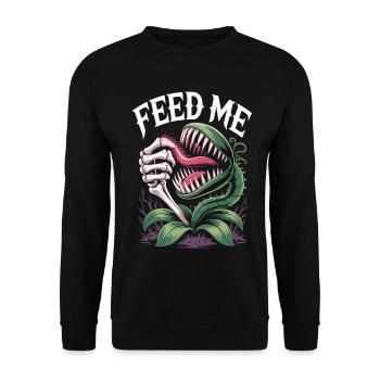 Feed Me T-Shirt Carnivorous Plant - Unisex Sweatshirt - black - Front - Alina (178cm) & Michal (187cm)