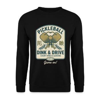 Pickleball Dink And Drive Game On Player - Unisex Sweatshirt - black - Front - Alina (178cm) & Michal (187cm)