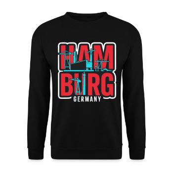 Grue skyline du port de Hambourg - Sweat-shirt Unisexe - noir - Devant - Alina (178cm) & Michal (187cm)
