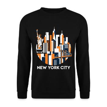 New York City Skyline Statue Liberty - Unisex Sweatshirt - black - Front - Alina (178cm) & Michal (187cm)