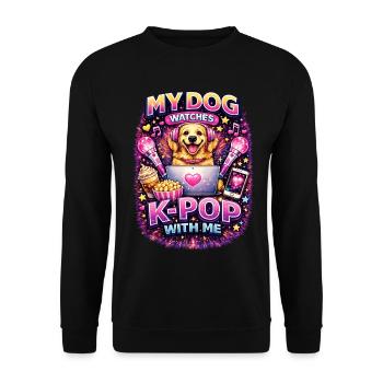 Mon chien regarde la K-pop avec moi - Sweat-shirt Unisexe - noir - Devant - Alina (178cm) & Michal (187cm)