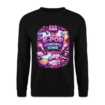 K Pop Comfort Zone - Unisex Pullover - Schwarz - Vorne - Alina (178cm) & Michal (187cm)