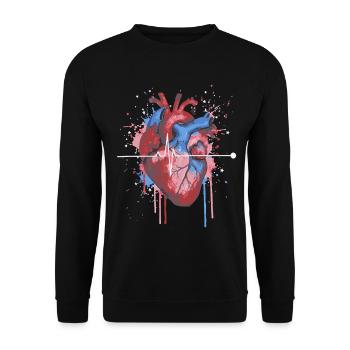Anatomical Heart ECG Watercolor - Unisex Sweatshirt - black - Front - Alina (178cm) & Michal (187cm)