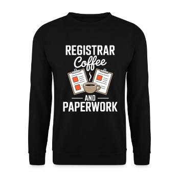 School Secretariat Coffee Office Motivation Work - Unisex Sweatshirt - black - Front - Alina (178cm) & Michal (187cm)