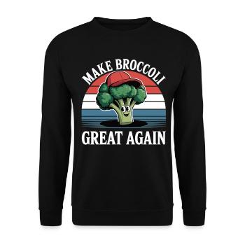 Brokkoli Shirt Fun Spruch Ernährung Vegetarisch - Unisex Pullover - Schwarz - Vorne - Alina (178cm) & Michal (187cm)