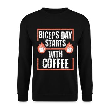 Biceps Bicep Training Bodybuilder Gym - Unisex Sweatshirt - black - Front - Alina (178cm) & Michal (187cm)