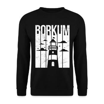 Borkumer Insel BORKUM Nordsee Urlaub Lustig - Unisex Pullover - Schwarz - Vorne - Alina (178cm) & Michal (187cm)
