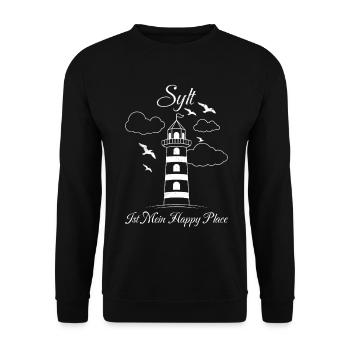 Nordsee Urlaub SYLT IST MEIN HAPPY PLACE Lustig - Unisex Pullover - Schwarz - Vorne - Alina (178cm) & Michal (187cm)