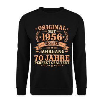 Original seit 1956 Retro 70. Geburtstag Geschenk - Unisex Pullover - Schwarz - Vorne - Alina (178cm) & Michal (187cm)