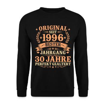 Original seit 1996 Retro 30. Geburtstag Geschenk - Unisex Pullover - Schwarz - Vorne - Alina (178cm) & Michal (187cm)