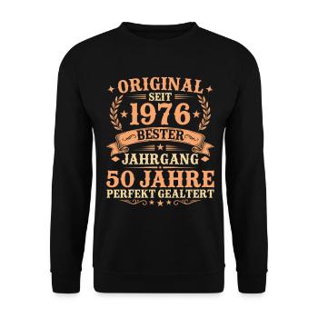 Original seit 1976 Retro 50. Geburtstag Geschenk - Unisex Pullover - Schwarz - Vorne - Alina (178cm) & Michal (187cm)