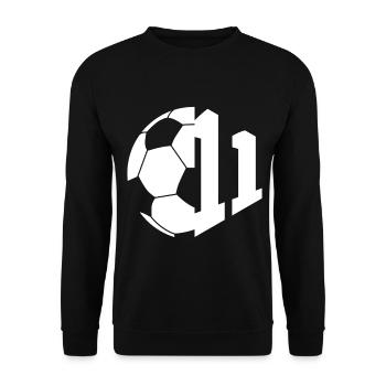NR. 11 FUßBALLER NUMMER 11 FUßBALL 11. GEBURTSTAG - Unisex Pullover - Schwarz - Vorne - Alina (178cm) & Michal (187cm)