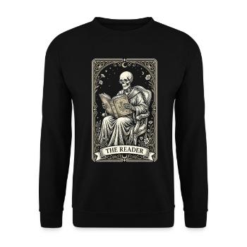 Gothic Skeleton Reader Vintage Floral - Unisex Sweatshirt - black - Front - Alina (178cm) & Michal (187cm)