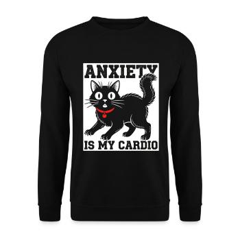 Anxiety is my cardio cat - Unisex Sweatshirt - black - Front - Alina (178cm) & Michal (187cm)