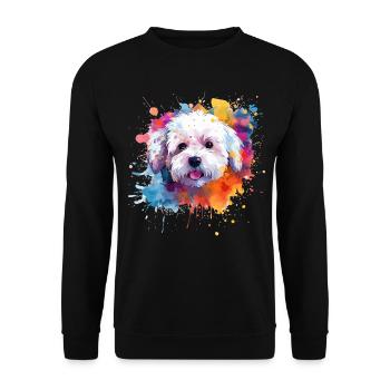 Splash Art Bichon Fris Dog Colorful - Unisex Pullover - Schwarz - Vorne - Alina (178cm) & Michal (187cm)