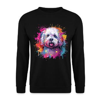 Colorful Bichon Fris Splash Art Dog - Unisex Sweatshirt - black - Front - Alina (178cm) & Michal (187cm)