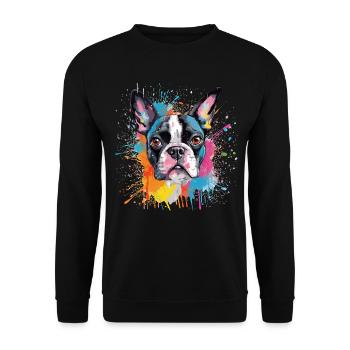 Portrait éclaboussé du Boston Terrier - Sweat-shirt Unisexe - noir - Devant - Alina (178cm) & Michal (187cm)