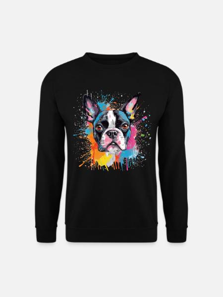 Portrait éclaboussé du Boston Terrier - Sweat-shirt Unisexe - noir