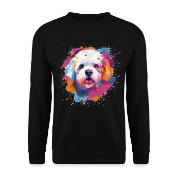 Art éclaboussuré coloré de chien en Bichon Fris - Sweat-shirt Unisexe - noir - Devant - Alina (178cm) & Michal (187cm)