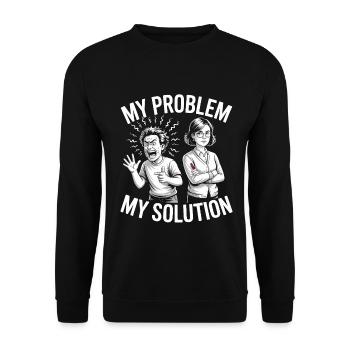 Prof de lycée Mon problème Ma maman Pictogramme - Sweat-shirt Unisexe - noir - Devant - Alina (178cm) & Michal (187cm)