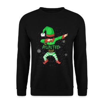 Tante-Elfen-Familien-Weihnachtsshirt - Unisex Pullover - Schwarz - Vorne - Alina (178cm) & Michal (187cm)