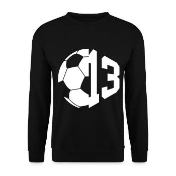 NR. 13 FUßBALLER NUMMER 13 FUßBALL 13. GEBURTSTAG - Unisex Pullover - Schwarz - Vorne - Alina (178cm) & Michal (187cm)