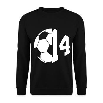 NON. 14 FOOTBALLEUR NUMÉRO 14 FOOTBALL 14E ANNIVERSAIRE - Sweat-shirt Unisexe - noir - Devant - Alina (178cm) & Michal (187cm)