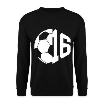 NR. 16 FUßBALLER NUMMER 16 FUßBALL 16. GEBURTSTAG - Unisex Pullover - Schwarz - Vorne - Alina (178cm) & Michal (187cm)