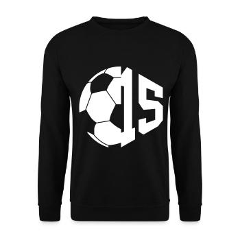 NR. 15 FUßBALLER NUMMER 15 FUßBALL 15. GEBURTSTAG - Unisex Pullover - Schwarz - Vorne - Alina (178cm) & Michal (187cm)