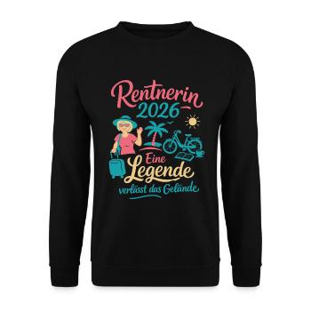 Rentnerin 2026 - Urlaub, Lesen, Sport, genießen - Unisex Pullover - Schwarz - Vorne - Alina (178cm) & Michal (187cm)