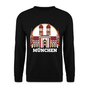 München Skyline Frauenkirche - Unisex Pullover - Schwarz - Vorne - Alina (178cm) & Michal (187cm)