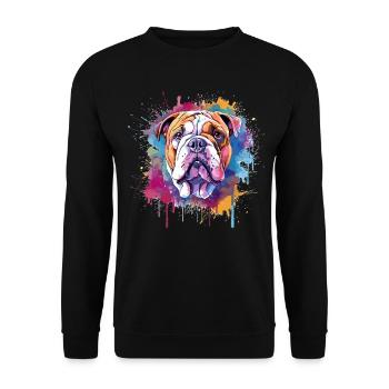 Colorful Bulldog Dog Splash Art - Unisex Sweatshirt - black - Front - Alina (178cm) & Michal (187cm)