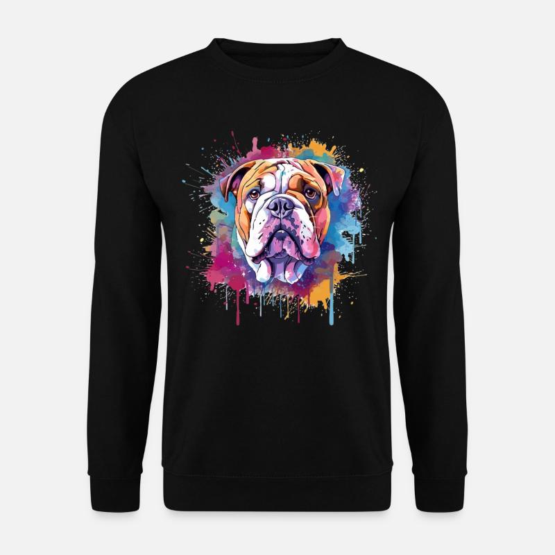 Bunte Bulldog-Hunde-Splash-Art - Unisex Pullover - Schwarz