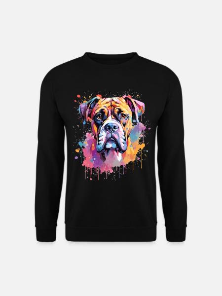 Boxer Bunte Hund Splash Art - Unisex Pullover - Schwarz