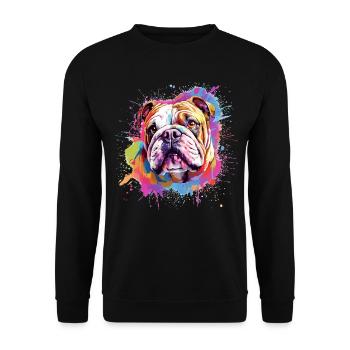 Bulldog Colorful Splash Art Dog - Unisex Sweatshirt - black - Front - Alina (178cm) & Michal (187cm)
