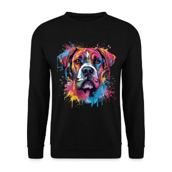 Art éclaboussuré de chien boxer coloré - Sweat-shirt Unisexe - noir - Devant - Alina (178cm) & Michal (187cm)