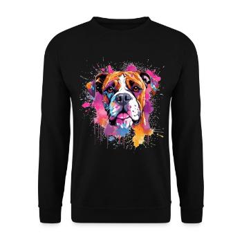 Vivid Boxer Dog Splash Portrait - Unisex Sweatshirt - black - Front - Alina (178cm) & Michal (187cm)